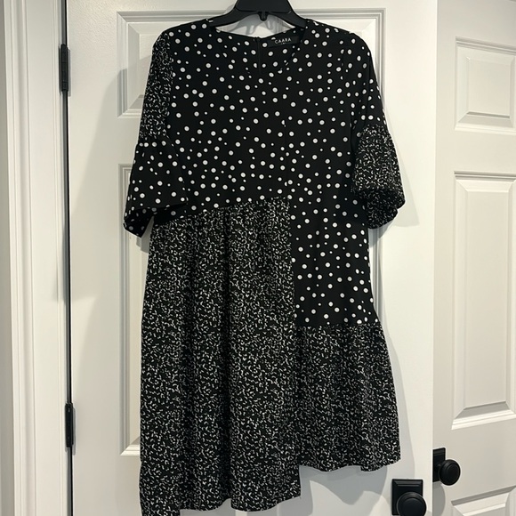 Caara Black and White Asymmetrical Dress - Picture 1 of 9